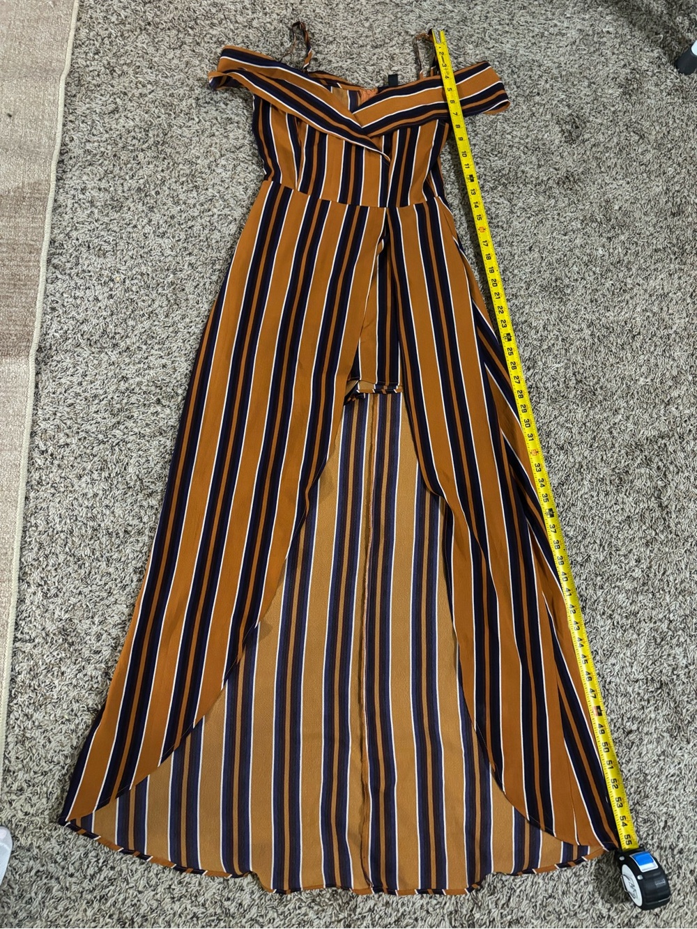 Windsor Women’s Mustard Striped Romper with Maxi Skirt | Boho Vacation Romper - Picture 14 of 16